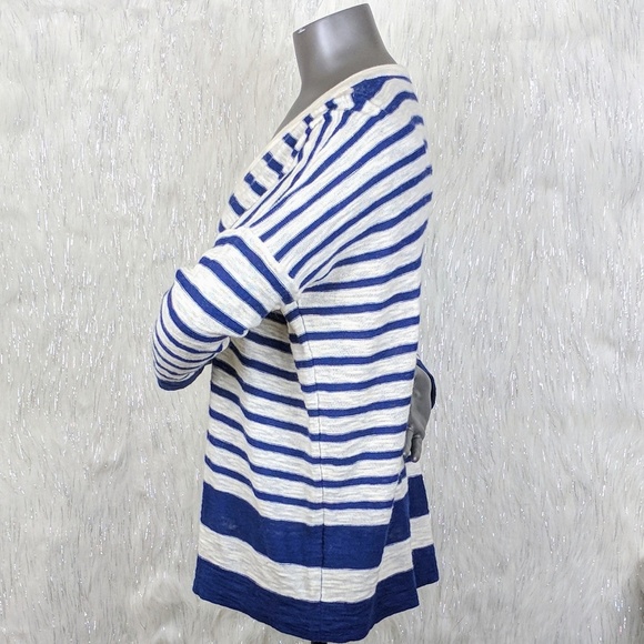 Madewell | Blue & Cream Striped Slub Knit Sweater - Picture 3 of 6